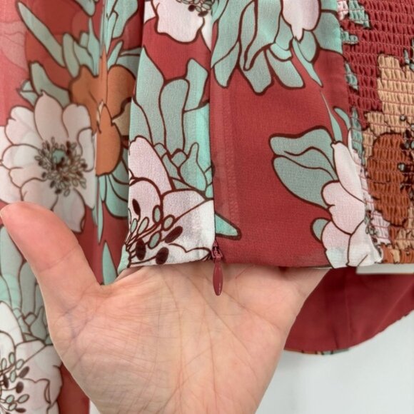 ARITZIA  WILFRED Grace Blush Floral Flowy Boho Long Sleeve Crop Top Size S New - Picture 9 of 15